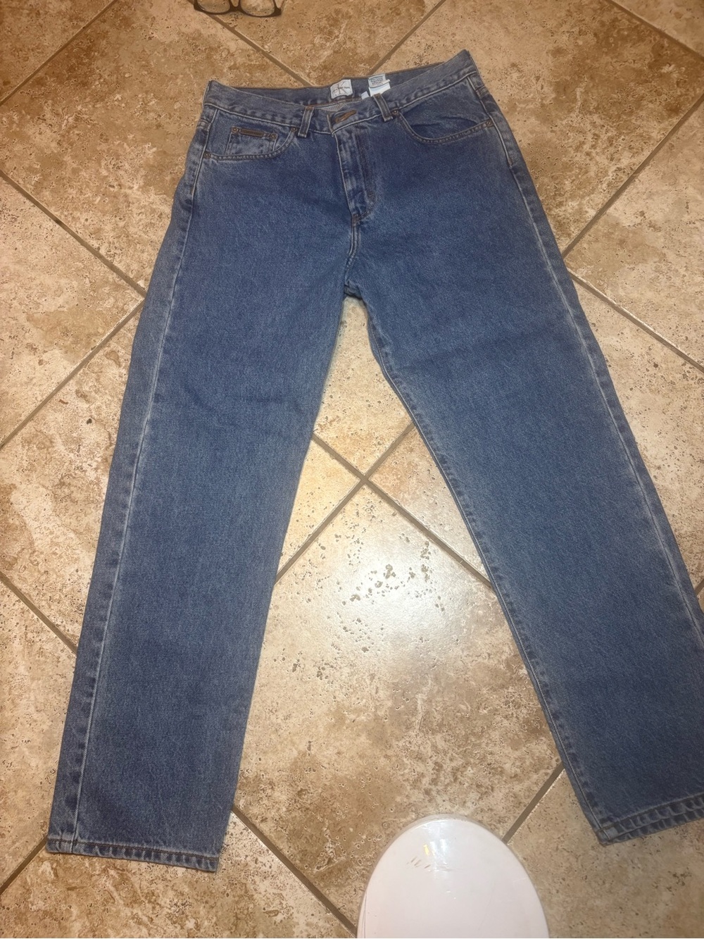Vintage 90s Calvin Klein straight leg double stone wash finish jeans size 13
